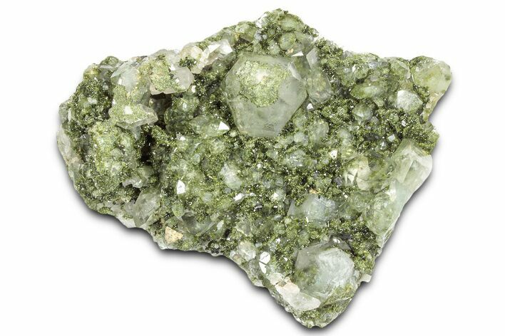Quartz Crystals on Pistachio-Green Epidote - Turkey #325076